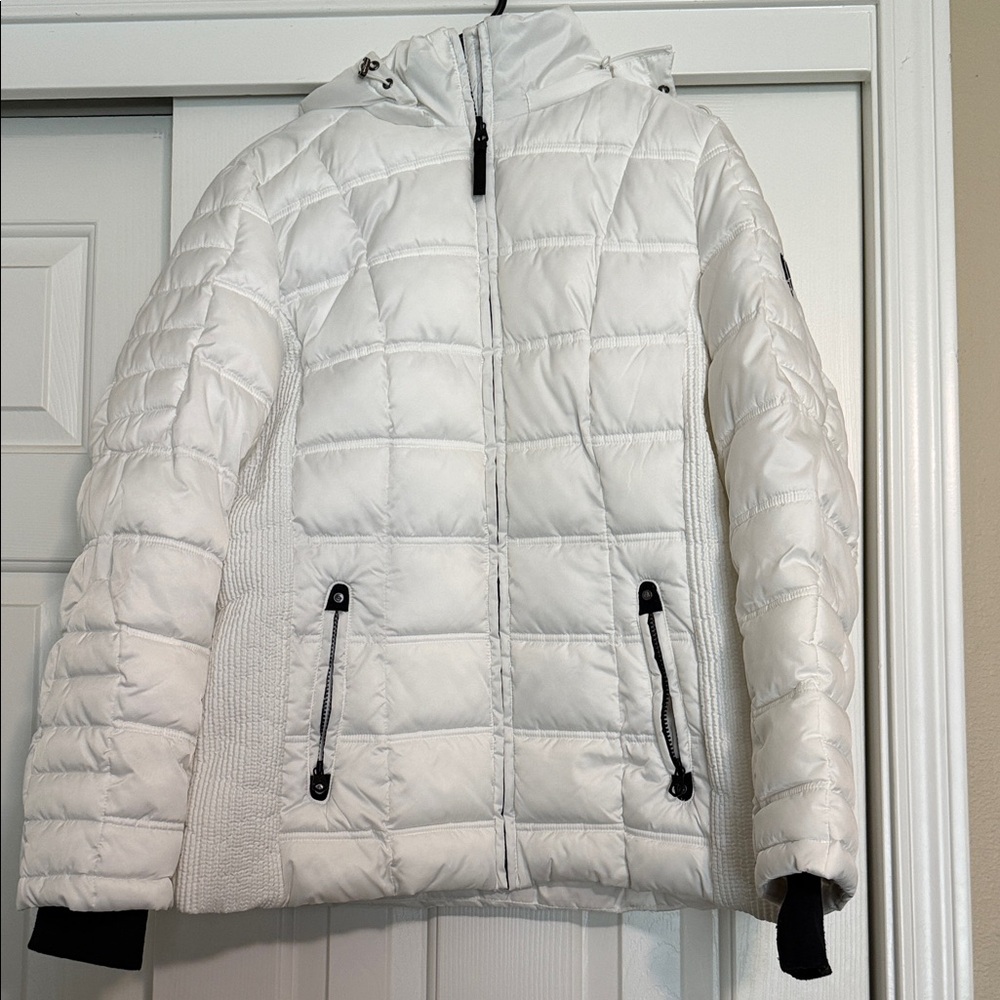 Nautica White Quilted Hooded Puffer Jacket